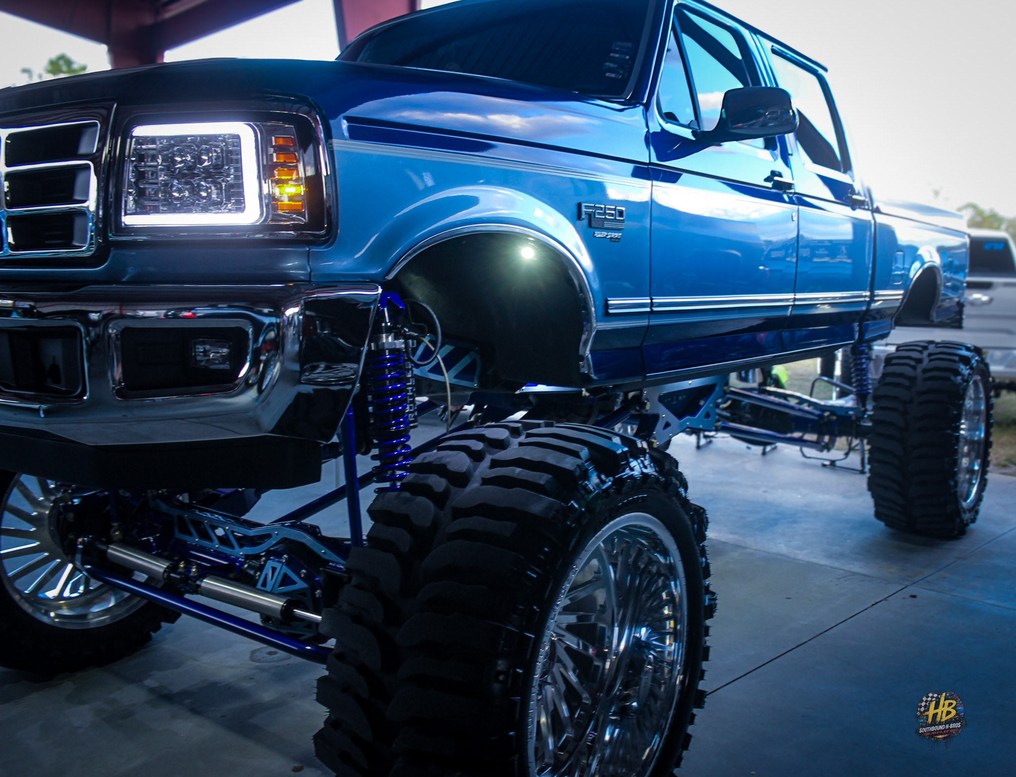 Blue lifted truck